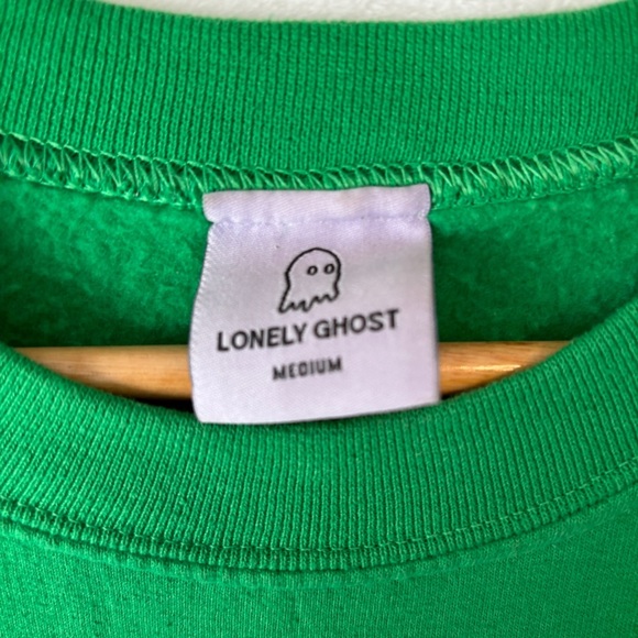Lonely Ghost Green it’s cool to care crew neck pullover sweatshirt size medium - Picture 8 of 12